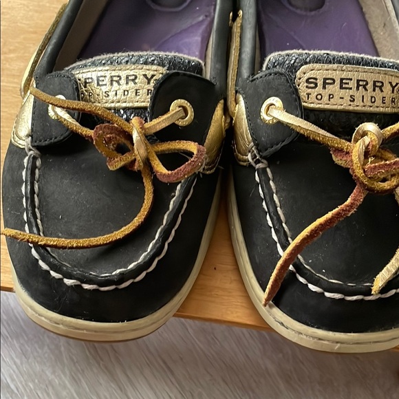 Sperry Black and Gold Flats with Nautical Elegance - Picture 5 of 8